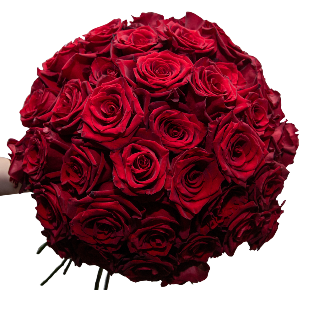 RAMO BUCHON 50 ROSAS ROJAS