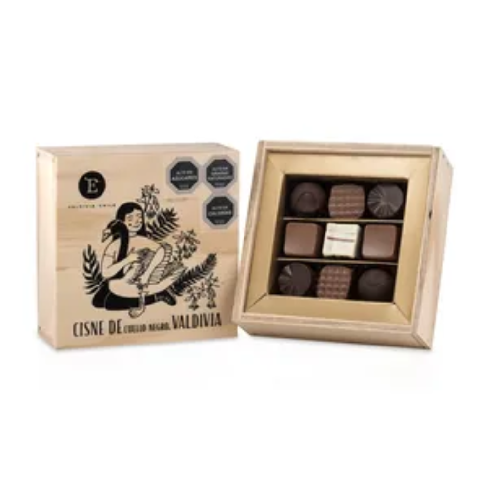 CAJA MADERA 9 BOMBONES 90GRS