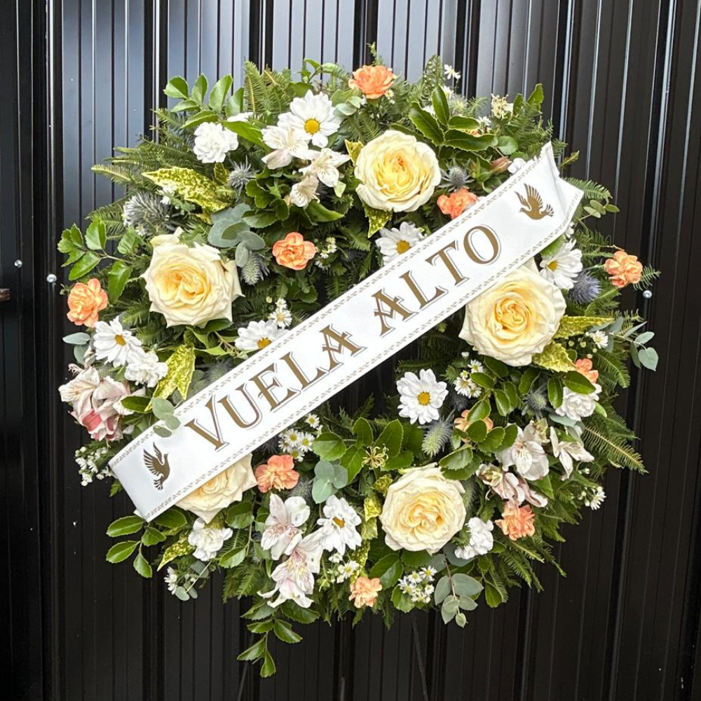 CORONA DE FLORES REDONDA🤍🌿