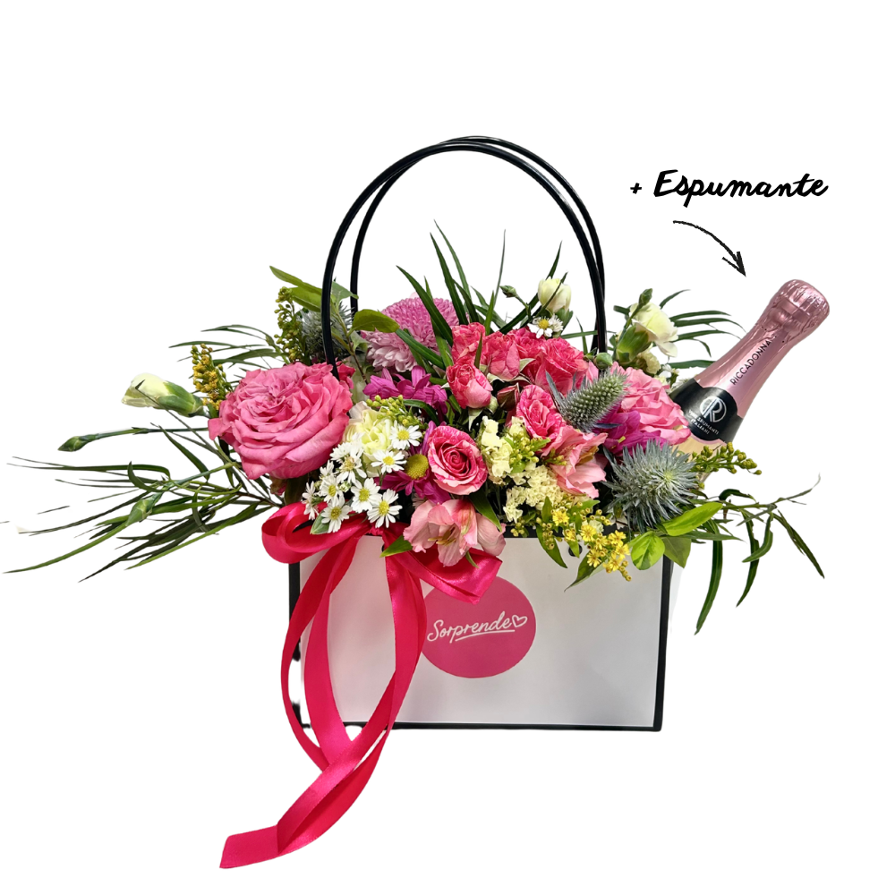 CARTERA MIX FLORES + MINI ESPUMANTE VALDIVIESO