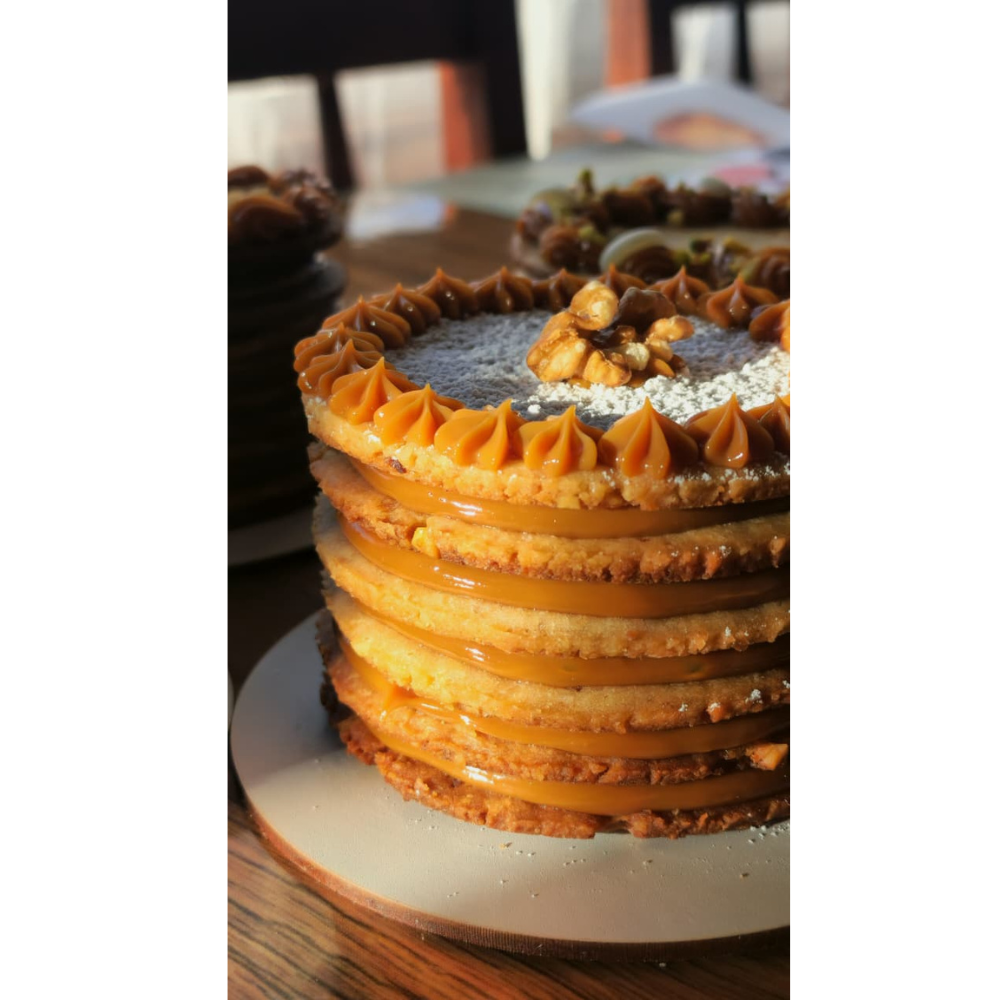 MINI TORTA DISCOS CROCANTE NUEZ MANJAR