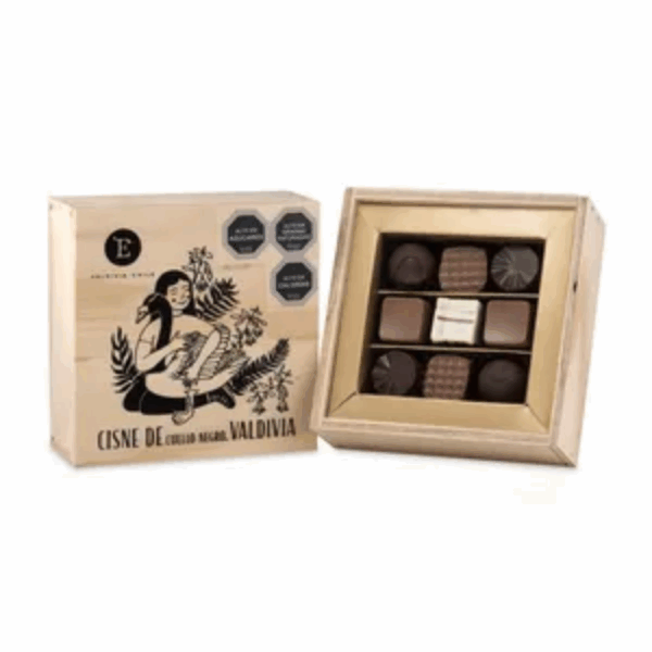 CAJA MADERA 9 BOMBONES 90GRS