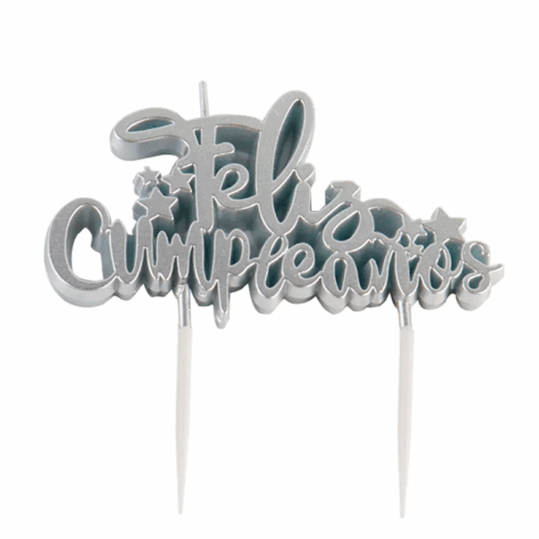 VELA CUMPLEAÑOS PLATEADA