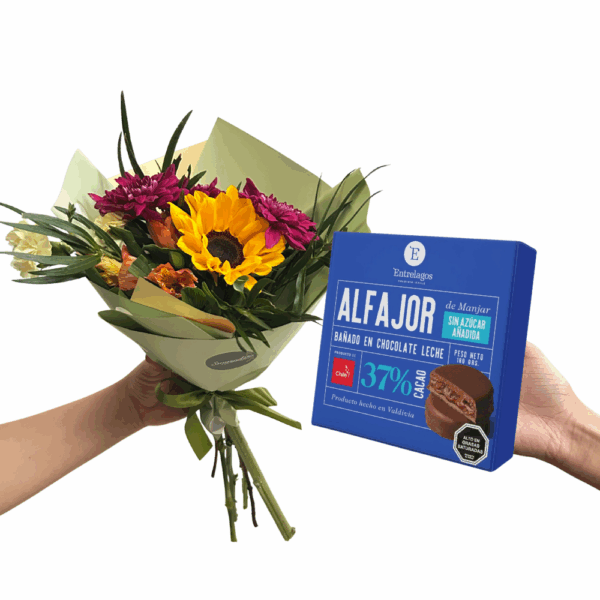 PACK ESPECIAL 05: CUCURUCHO DEL DÍA +  CAJA 4 ALFAJORES 0% ENTRELAGOS