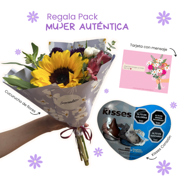 PACK MUJER AUTÉNTICA: CUCURUCHO + KISSES CORAZÓN LATA