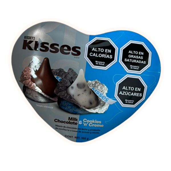 LATA CORAZÓN KISSES MILK CHOCOLATE & COOKIES N´ CREME102g